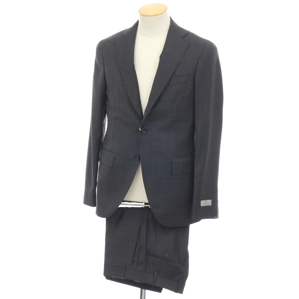 【新品】カナーリ CANALI 羊毛 照合のしるし 3B 3つ名取り草背広 薄墨色x暗然たる赤銅色【大きさ44】【S/S/A/W】【物質の状態位置づけるN】【メンズ】