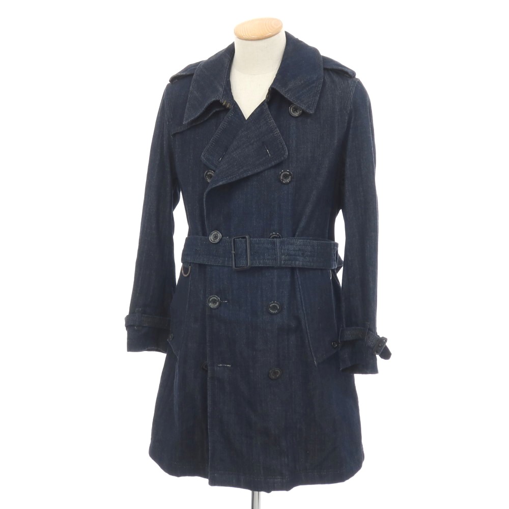 【SALE10%OFF/返品不可】【中古】アクアスキュータム Aquascutum コットン デニム トレンチコート ネイビー【サイズ36】【S/S】【状態ランクB】【メンズ】[APD]｜リタリオリブロ