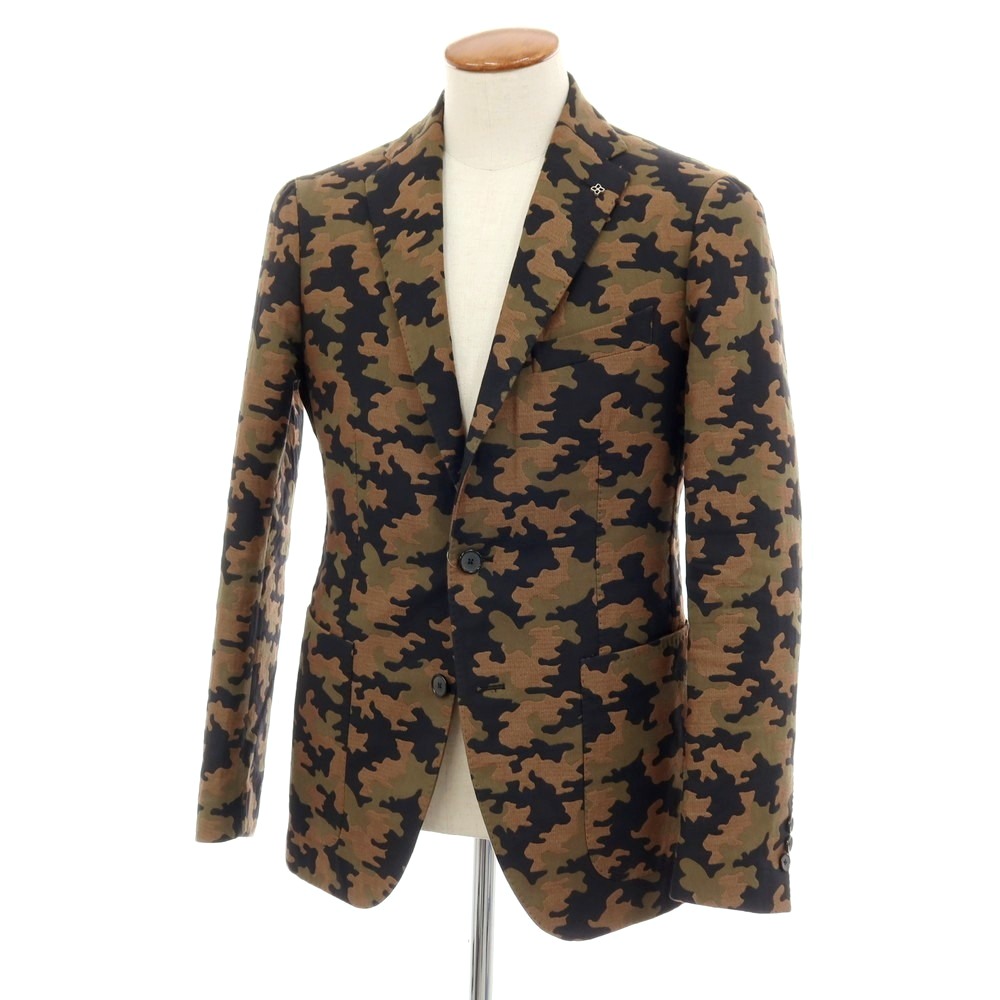 【SALE10%OFF/返品不可】【中古】タリアトーレ TAGLIATORE コットンシルク カモフラージュ 2B カジュアルジャケット ブラウンxオリーブ【サイズ48】【S/S】【状態ランクB】【メンズ】[APD]｜リタリオリブロ