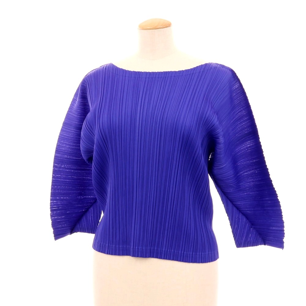 【SALE10%OFF/返品不可】【中古】プリーツプリーズ PLEATS PLEASE ポリエステル プリーツ カットソー ブラウス ロイヤルブルー【サイズ4】【S/S】【状態ランクB】【レディース】[APD]｜リタリオリブロ