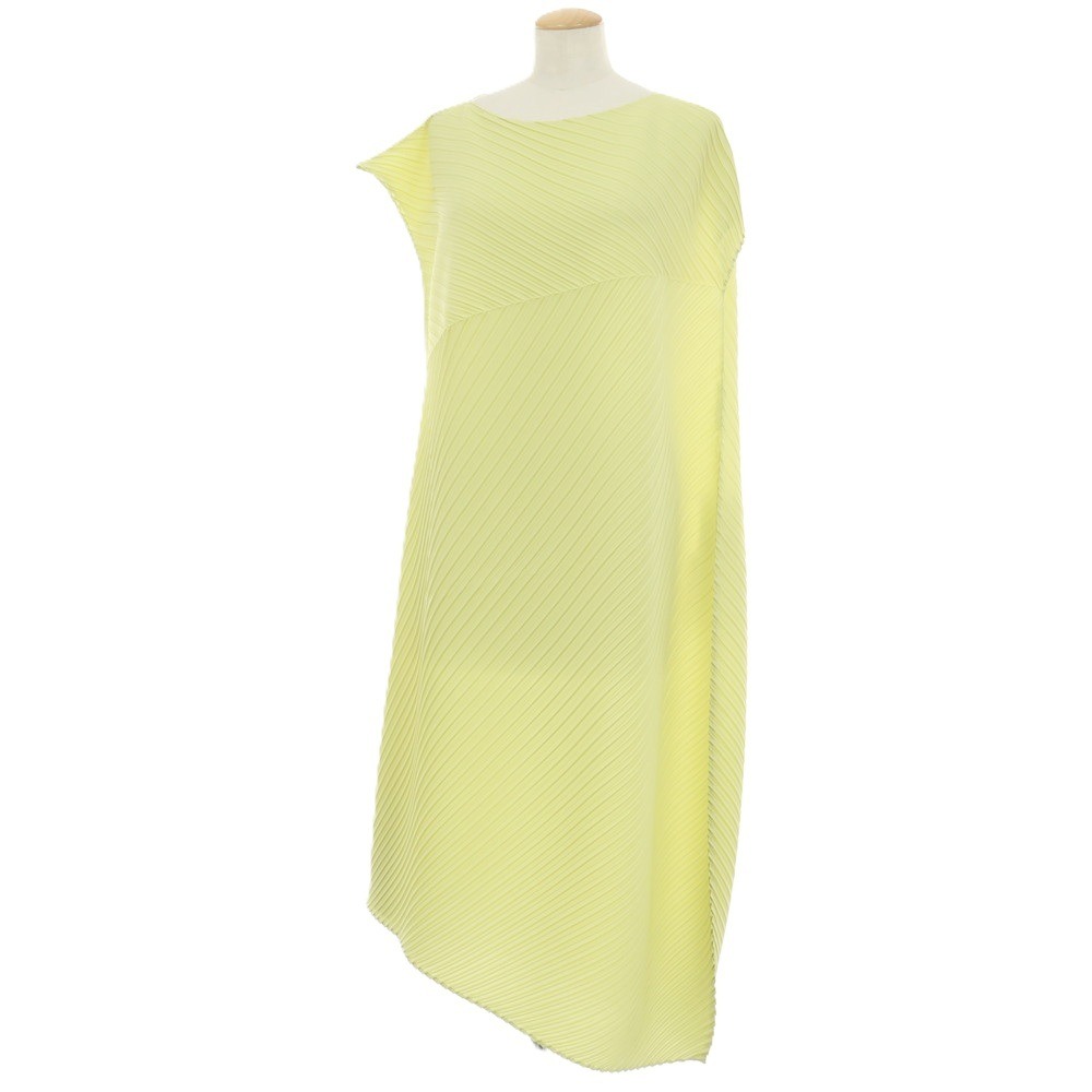 【SALE30%OFF/返品不可】【中古】イッセイミヤケ ISSEY MIYAKE 2026年春夏 プリーツ加工 アシンメトリー ワンピース シトロン【サイズ表記なし（L位）】【S/S】【状態ランクA】【レディース】[APD]｜リタリオリブロ