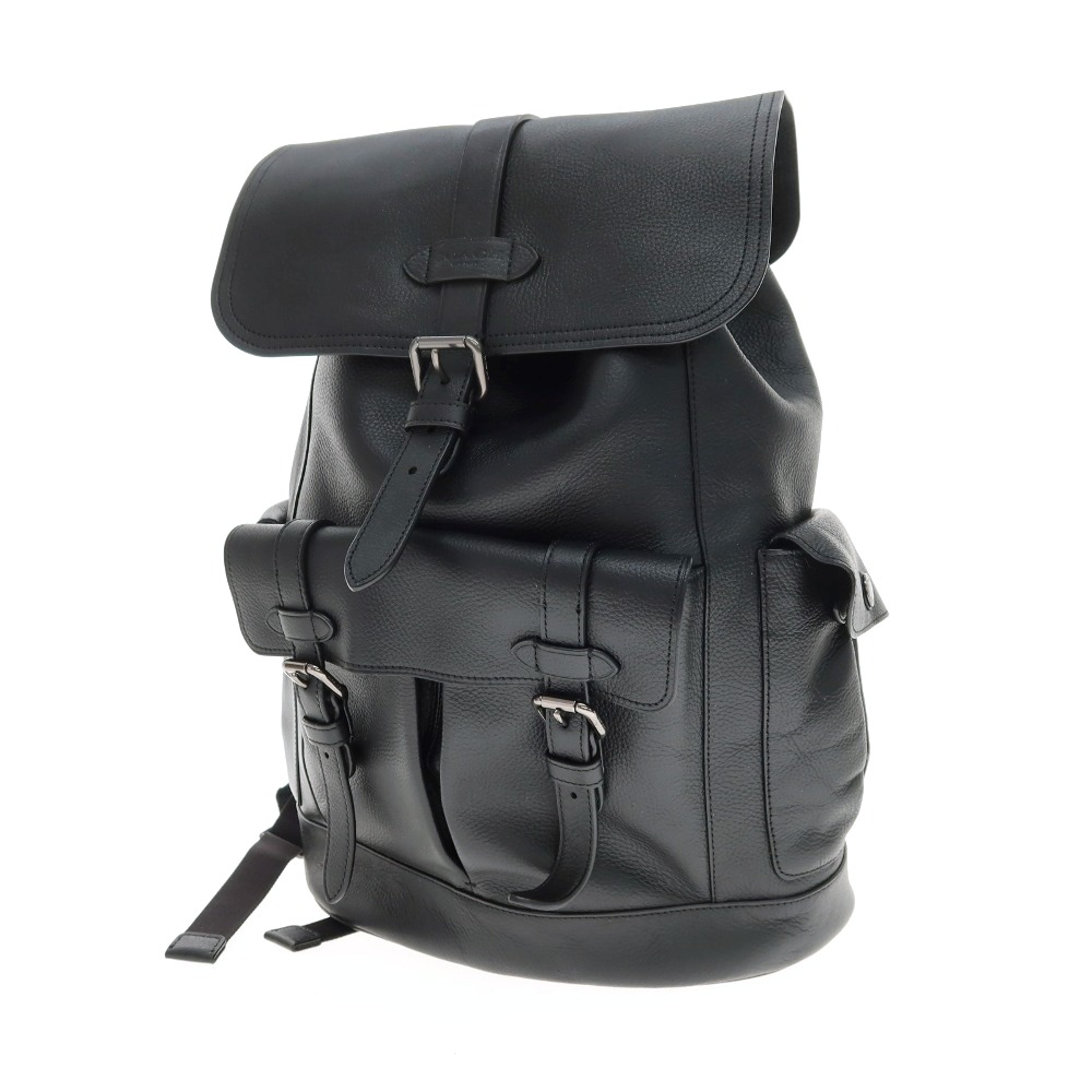 【中古】コーチ職 COACH F23202 なめし革 うしろ側容器に並べる・背嚢 黒いこと【W32xH42xD14.5】【S/S/A/W】【物質の状態序列付けるC】【メンズ】