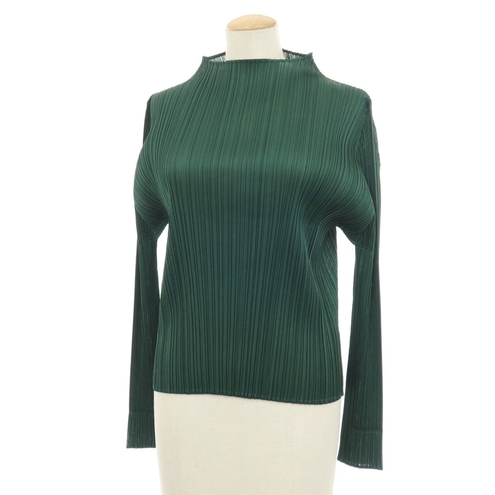 【中古】筋目プリーズ PLEATS PLEASE 2026年春夏 筋目 ハイネック 長袖カットソー・ブラウス うす暗い緑であること【大きさ書きあらわすなし（L位）】【S/S/A/W】【物質の状態価値づけるA】【レディース】