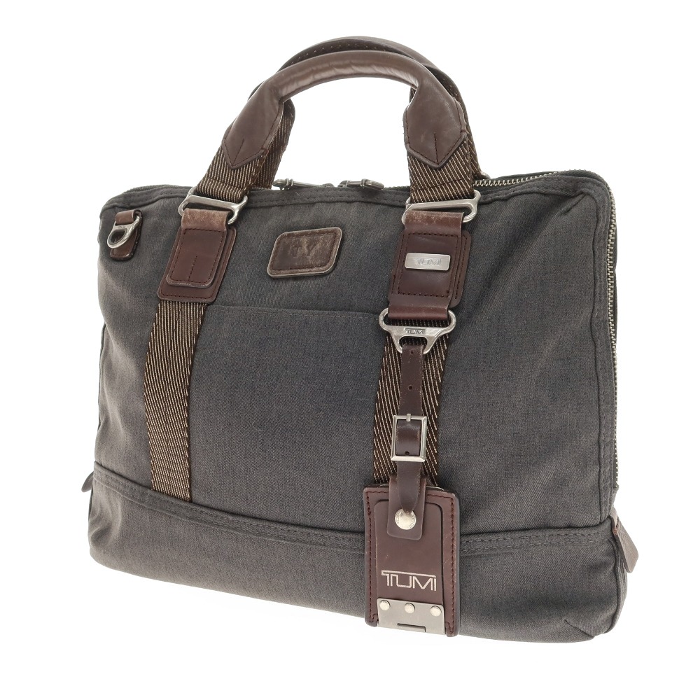【中古】トゥミ TUMI ポリエステル系 なめし革 2way ブリーフ入れもの うす暗い薄墨色xうす暗い赤銅色【WxH30xD8.5】【S/S/A/W】【物質の状態序列付けるC】【メンズ】