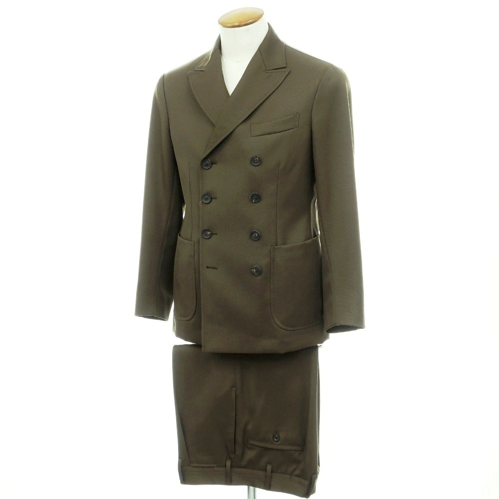 【中古】ザ ジジ THE GIGI 羊毛 8B ダブル背広 オリーブ【大きさ46】【S/S/A/W】【物質の状態価値づけるC】【メンズ】