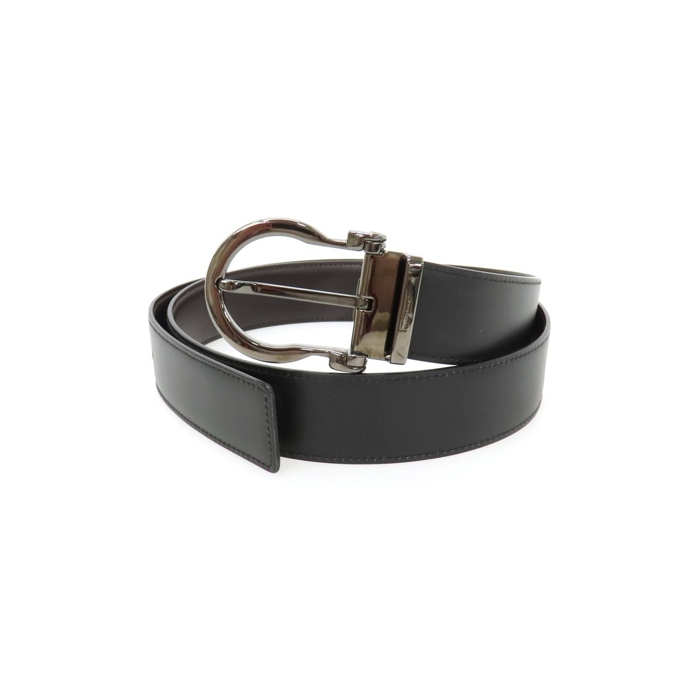 【SALE10%OFF/返品不可】【中古】サルヴァトーレフェラガモ Salvatore Ferragamo リバーシブル レザー ベルト ブラックxダークブラウン【サイズ表記なし】【S/S/A/W】【状態ランクB】【メンズ】|リタリオリブロ