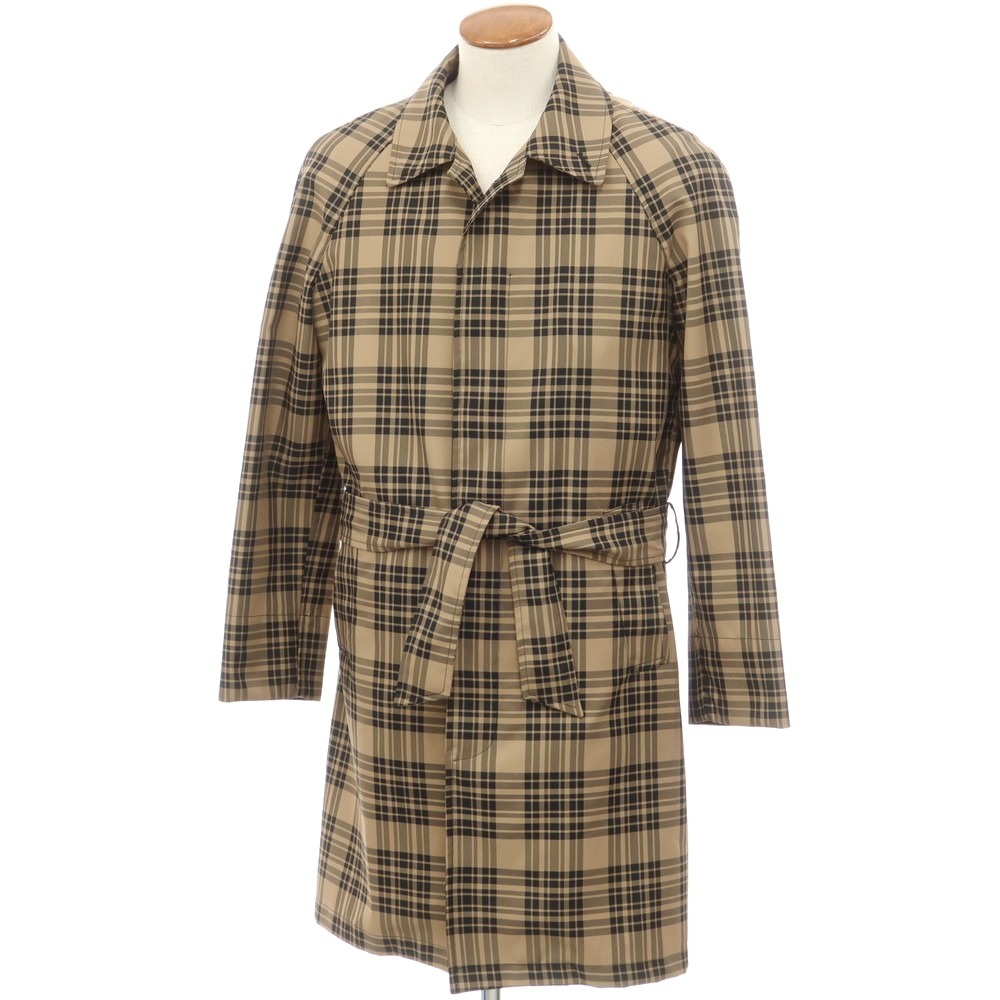 【中古】パルト PALTO ポリエステル チェック ステンカラーコート ベージュxブラック【サイズ46】【S/S】【状態ランクB】【メンズ】 EPD｜リタリオリブロ
