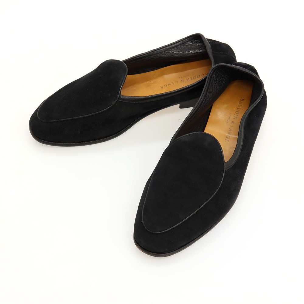 【SALE10%OFF/返品不可】【中古】ボードインアンドランジ Baudoin & Lange スエード ローファー ブラック【サイズ40】【S/S/A/W】【状態ランクB】【メンズ】|リタリオリブロ