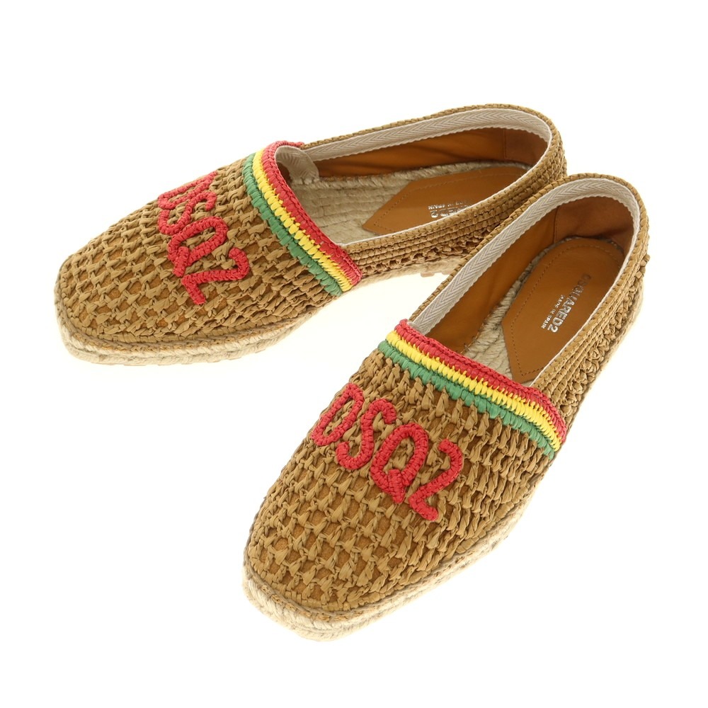 【新品】ディースクエアード DSQUARED2 ラフィア エスパドリーユ ブラウンベージュ【サイズ42】【S/S】【状態ランクN】【メンズ】 EPD|リタリオリブロ