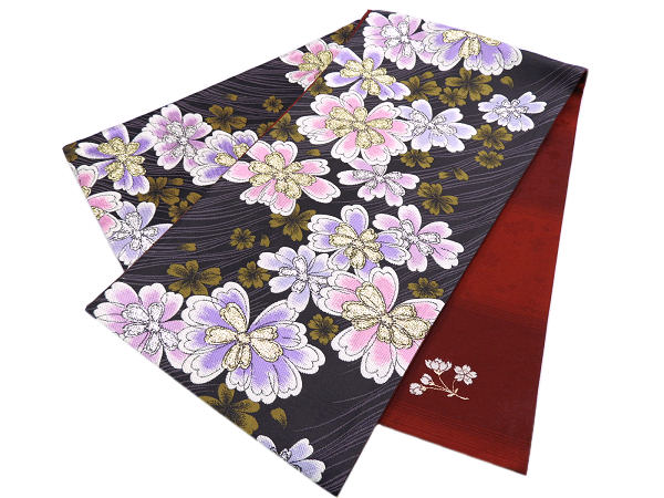 着物美人 送料無料 袋帯 両面 西陣織 くすみ 帯 国内お仕立て 帯芯付き 振袖袋帯 訪問着袋帯 附下袋帯 成人式袋帯 訪問着 附下 色無地 くすみ袋帯 くすみ帯 入学式 卒業式 お宮参り お茶会 結婚式披露宴に 【 灰紫 煉瓦 桜 】R171202｜着物美人