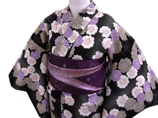 最適な価格 着物美人 浴衣 3点セット 変り織り 女浴衣 浴衣女性 半幅帯紫 浴衣帯 ハイヒール 厚底下駄付き 浴衣セット 街着 大人 女性用 M F L 156 168 黒 八重桜 R ポイント10倍 Www Estelarcr Com