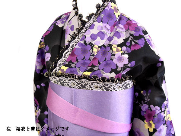 楽天市場 着物美人 送料無料 ふりふりレース 重ね襟 前板 女性用 浴衣 振袖に 黒 金 R 9 送料無料 着物美人