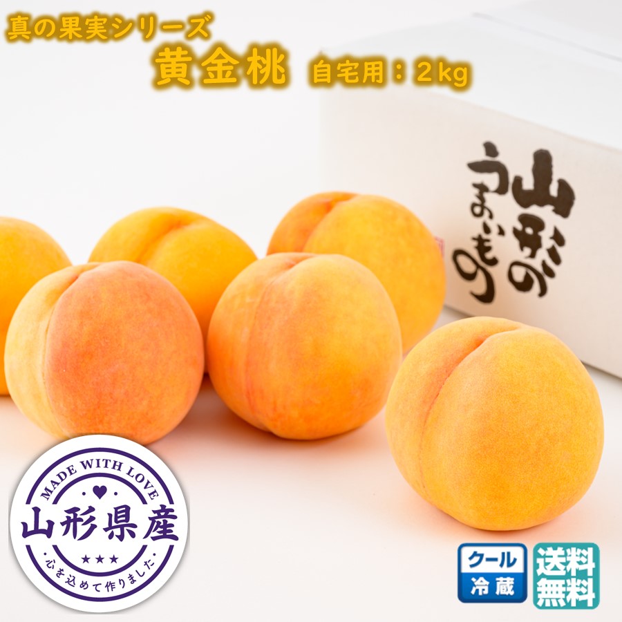 【 先行予約 早割 8月下旬頃発送予定 】 黄金桃 1箱(2kg) 山形県東根産 真の果実シリーズ 松栗農園 送料無料 (フルーツ王国 ひがしね 産地直送 果物 大玉 ピーチ モモ 自家用 贈り物 プレゼント 美味しい おすすめ 夏ギフト)【S19】画像