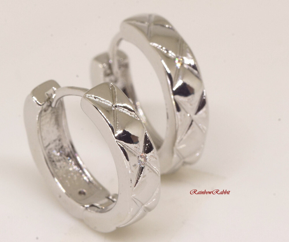 楽天市場】18K RGP プラチナ ダイヤ CZ フープ ピアス yp4967