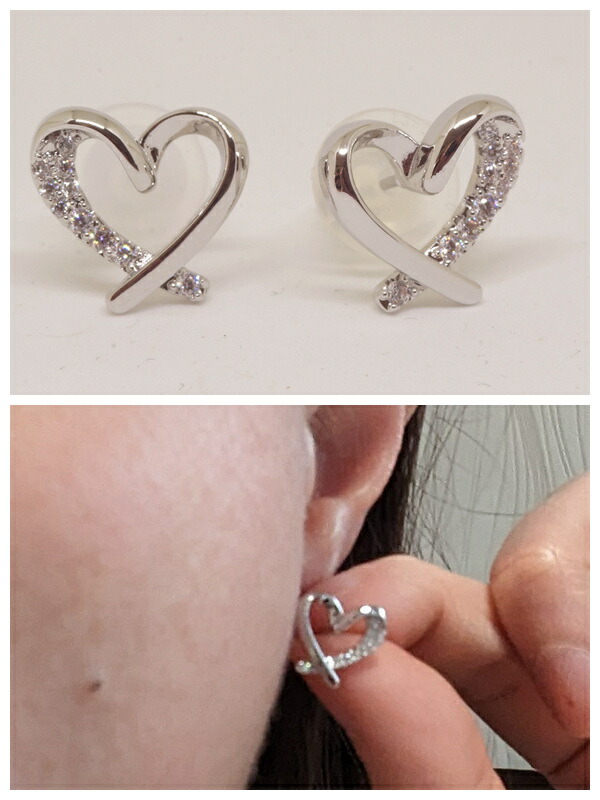 楽天市場】18K RGP プラチナ ダイヤ CZ リング ハート ピアス yp5014