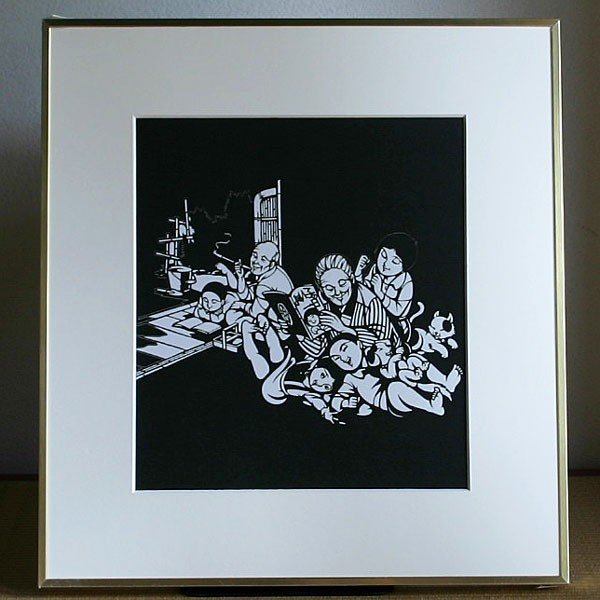 【インテリア◆贈り物に】 額　色紙（切り絵）【物知り博士】