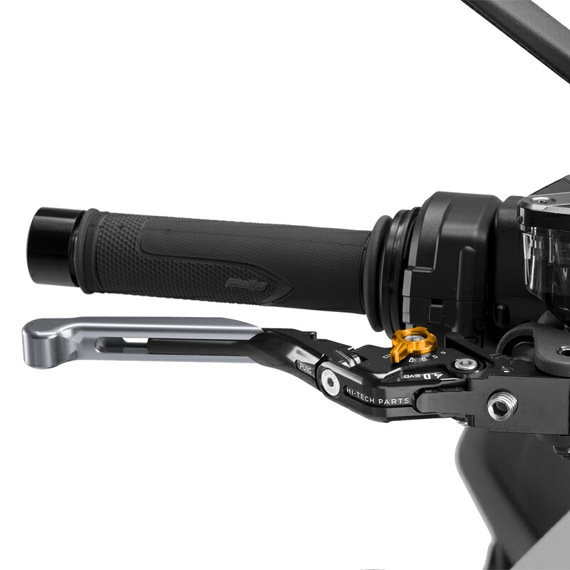 Puig 414YNO BRAKE LEVER 4.0.EXTENDABLE [TITANIUM/GOLD] （全長調整、可倒タイプ） プーチ ブレーキレバー｜RAMBUTAN