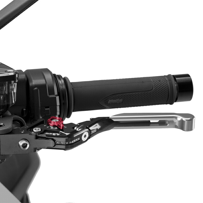 Puig 424PNR CLUTCH LEVER 4.0.EXTENDABLE [SILVER/RED] （全長調整、可倒タイプ） プーチ クラッチレバー｜RAMBUTAN