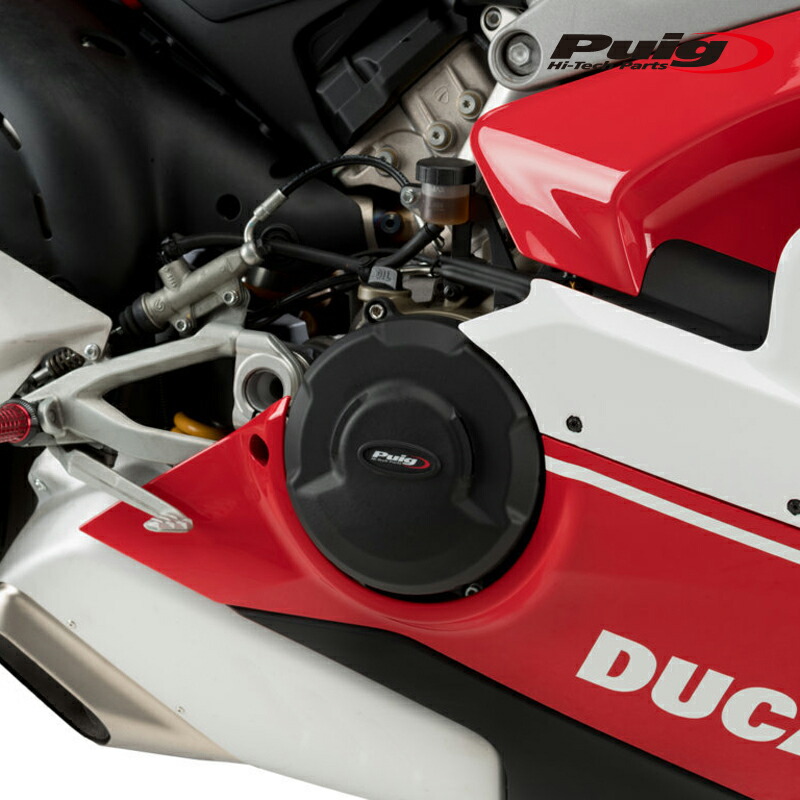 Puig 21505N ENGINE COVER TRACK FOR CHAMPIONSHIP [BLACK] DUCATI PANIGALE V4 (18-24) プーチ エンジンケ－スカバ－ FIM承認タイプ