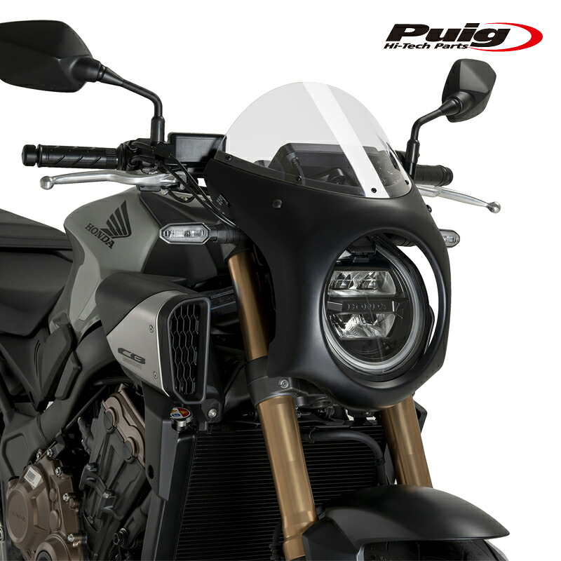 Puig 21961W RETRO SEMI FAIRING BLACK HOUSING [CLEAR] HONDA CB650R NEO SPORTS CAFE/ECLUTCH (24-26) プーチ スクリーン カウル｜RAMBUTAN