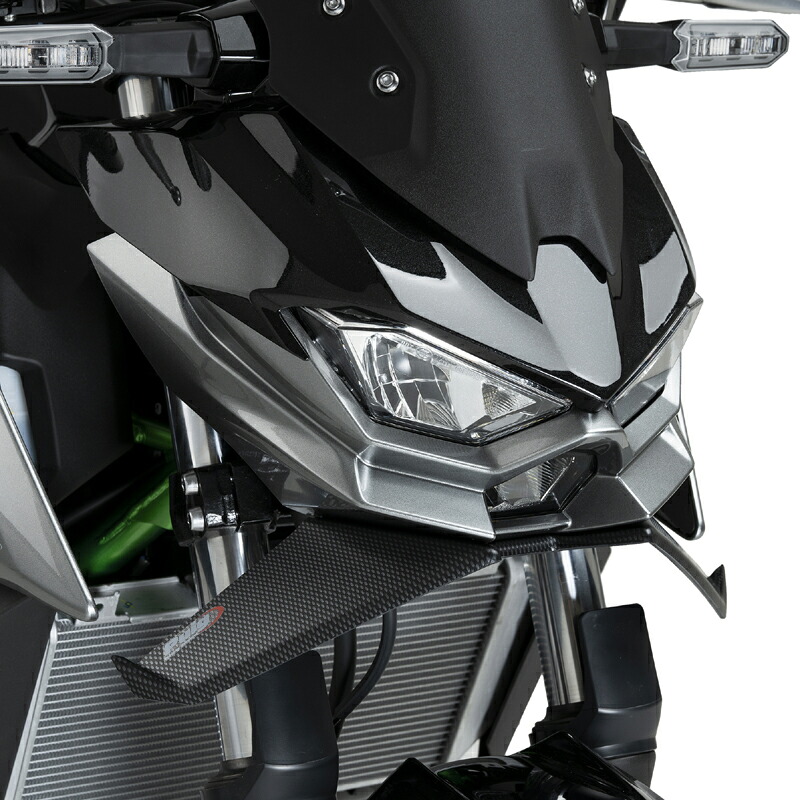 Puig 22190C DOWNFORCE NAKED FRONTAL SPOILERS [CARBON LOOK] Kawasaki Z500 (24-) プーチ フロントダウンフォース ネイキッドスポイラー
