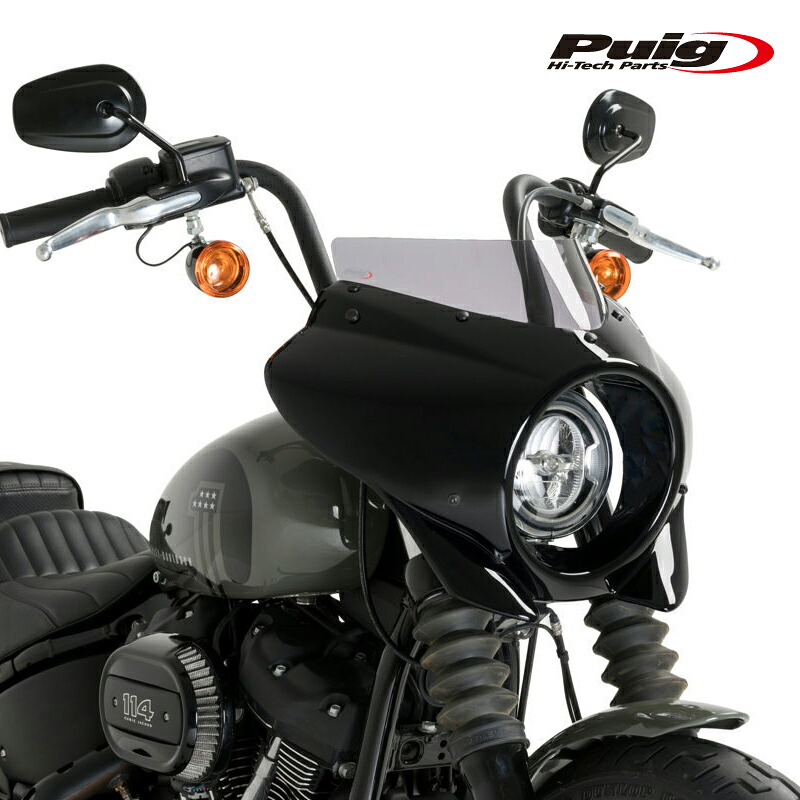 Puig 21331H MIRAGE SPORT Gloss Black [SMOKE] HARLEY DAVIDSON SOFTAIL STREET BOB FXBB(18-26) プーチ セミフェアリング ミラージュ スポーツ