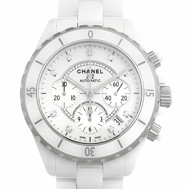 最大3 5万円クーポン ポイント2倍 シャネル J12 クロノグラフ 白セラミック 9pダイヤ H09 メンズ 007uchau0076 中古 腕時計 送料無料 60回払いまで無金利