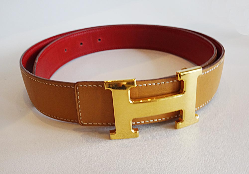 RayLine: HERMES Hermes H belt men # 85 brown / let gold metal fittings ザー * E genuine article ...