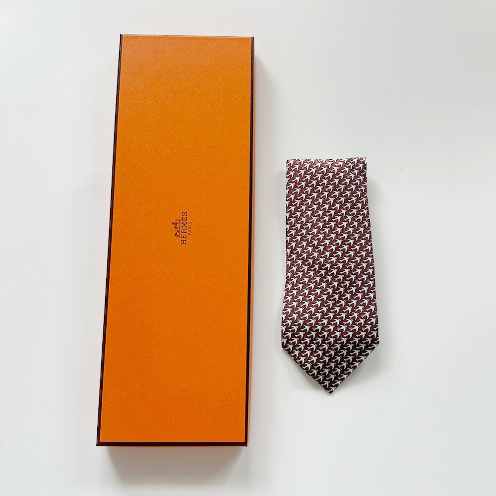 【未使用】HERMES　ネクタイ 未使用級 エルメス ネクタイ ブルー チェック柄 シルク100% ユニ