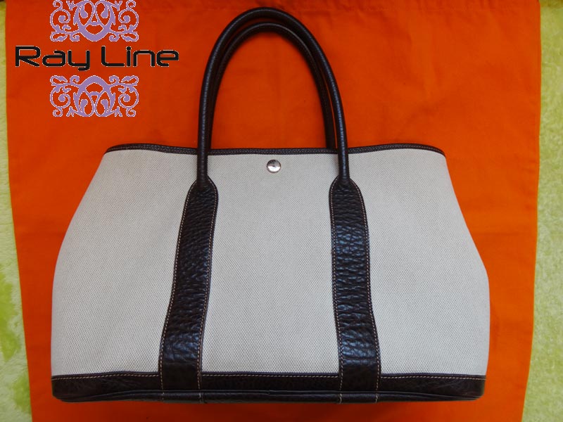 美品 HERMES エルメス ガーデンパーティー バッグ PM トートバッグ グレー&times;ブラック 本物 中古｜レイライン
