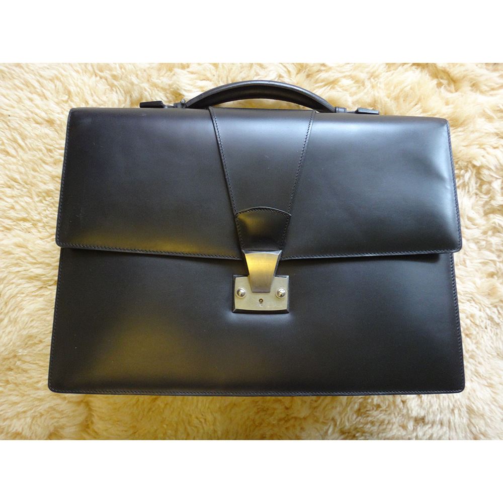 Cartier カルティエ ビジネスバッグ 黒 レザー ブランド プレゼント 書類 PC bag ノートパソコンケース メンズ 通勤 ギフト 中古｜レイライン