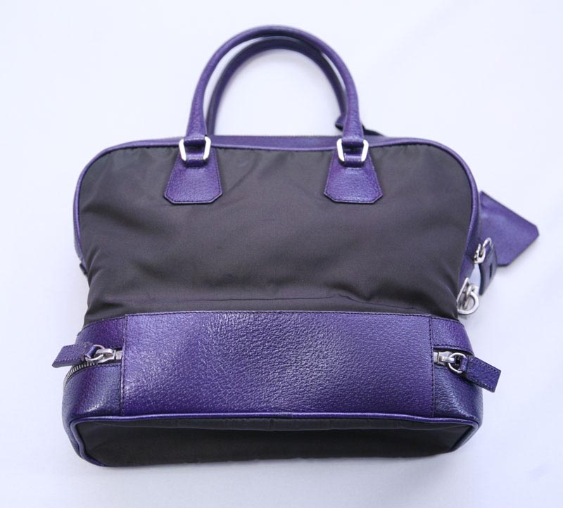 Rayline Prada Handbags Black Purple Leather Nylon Prada Handbags Black Purple Leather Nylon