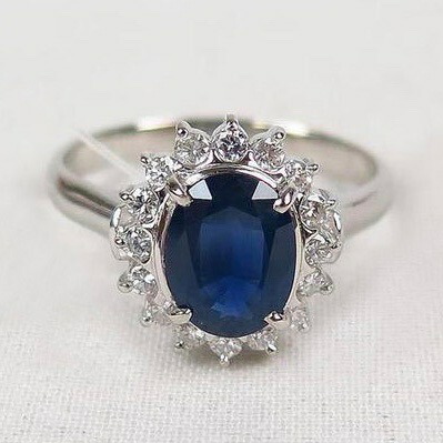 プラチナ850 サファイア ダイヤモンド リング Sa2.00ct D0.36ct サイズ19 指輪【中古】【楽ギフ_包装】t-001
