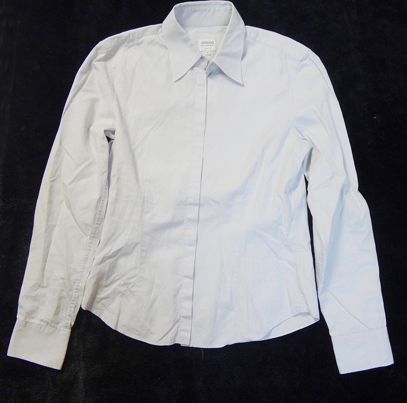 ARMANI アルマーニ カジュアル シャツ 薄いグレー サイズ40 古着 【中古】t-003