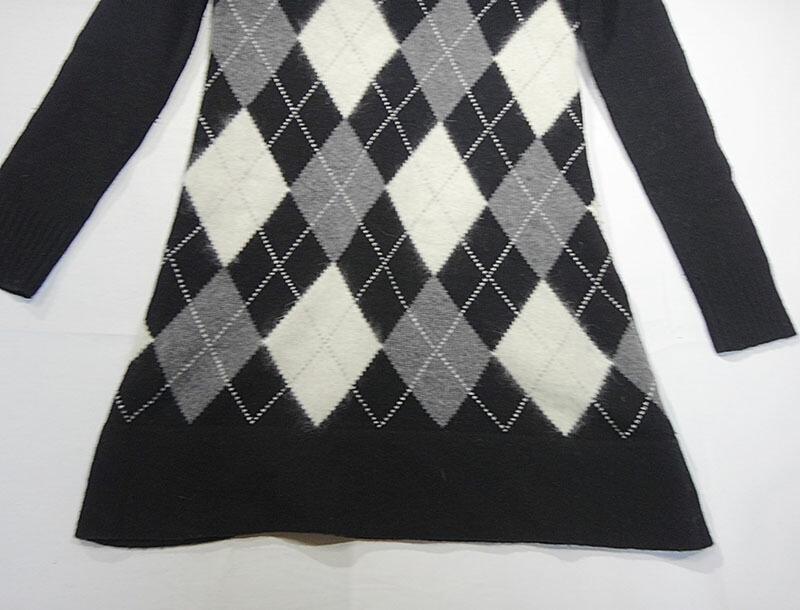 Burberry Label 美品 長袖 バーバリーレディース ワンピース Blue M バーバリーブルーレーベル 長袖 ニット ワンピース カシミヤ レディース ワンピース Label サイズ38 古着 中古 美品 バーバリー ワンピース Burberry Blue Label バーバリーブルーレーベル アーガイル