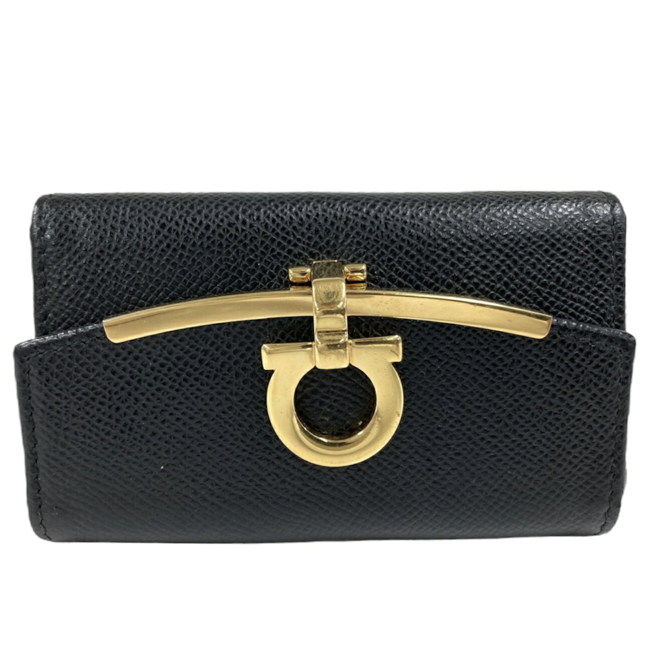 FERRAGAMOフェラガモ 6連キーケース レディース メンズ 黒 CALF カーフ イタリア 22-D151 ブラック 小物プレゼント お誕生日 おしゃれ 自分へのご褒美 中古 t-002|レイライン