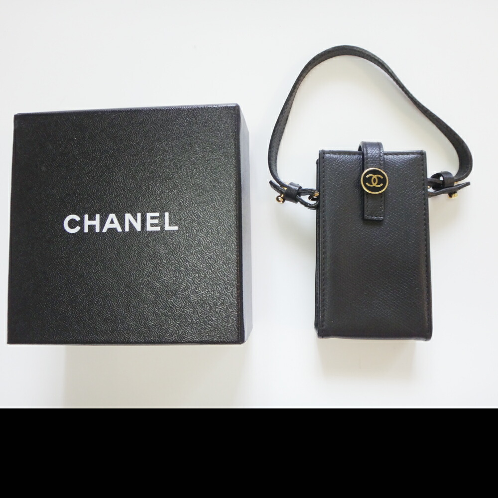 超美品 Chanel シャネル タバコケース アイコスケース シガレットケース たばこケース キーリング付きポーチ 煙草 黒 アクセサリー かわいい 本物 中古 C 002 引き出物