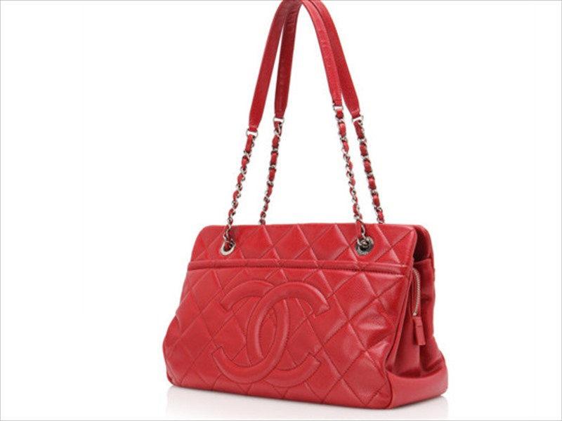 CHANEL シャネル ショルダーバッグ キャビアスキン 赤 ココマーク レディース 収納抜群 旅行用 鞄 かばん 中古 正規 c81-5180｜レイライン