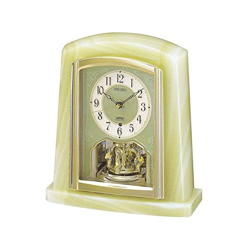 【貨物輸送無料】SEIKO CLOCK (セイコークロック) 置き時計 電磁波 アナログ 回転させる飾りつけ オニキス枠 BY223M ■貨物輸送無料※北海道・九州・沖縄・離島は別途貨物輸送（1080円～2160円）