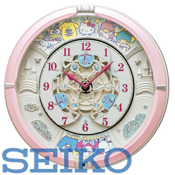 SEIKO CLOCK セイコークロック 掛け時計 サンリオキャラクターズ からくり時計 アナログ CQ222P ※北海道 九州 沖縄 離島は別途送料  1080円〜2160円 ハローキティ マイメロディ リトルツインスターズ シナモロール ポムポムプリン ぐでたま ぼんぼんりぼん 最高級