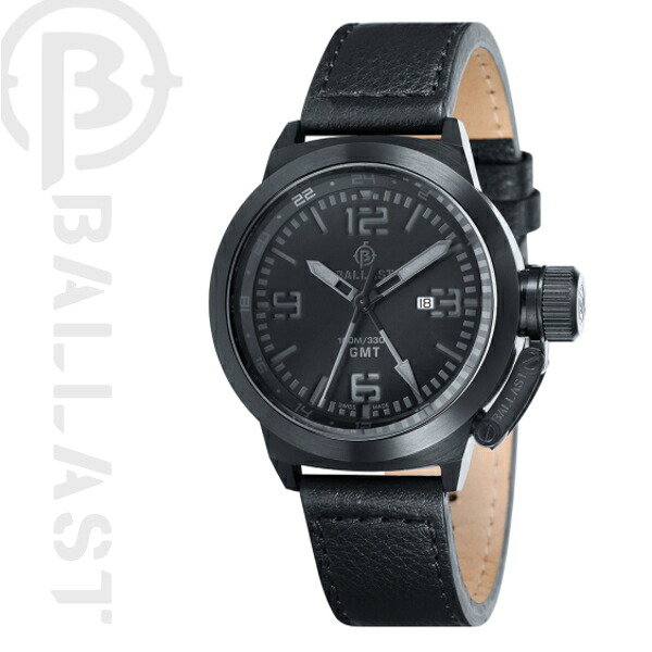 【送料無料】[BALLAST / バラスト] 腕時計 BL3102-07 SWISS MADE GMT メンズブラックダイヤル レザーベルト ★北海道・九州・沖縄・離島は別途送料(1080円-2160円) アンティーク 贈答贈呈品 古希 ROLEX サブマリーナ　CASIO デイトナ ラスト1台　インバウンド　お土産　限定｜リライアブル　RELIABLE