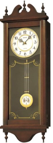 【貨物輸送無料】SEIKO CLOCK (セイコークロック) 柱時計 アナログ 報時より分ける式 鐘\u0026ストライク 長尺 飾りつけ振子 アンティーク調 木枠 茶木地 RQ309A ■貨物輸送無料※北海道・九州・沖縄・離島は別途貨物輸送（1080円～2160円）
