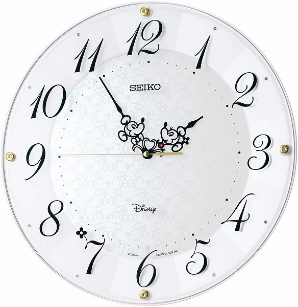 【送料無料】SEIKO CLOCK (セイコークロック) 掛時計 ミッキーマウス ミニーマウス 電波 大人ディズニー 白パール 直径327&times;46mm FS513W ※北海道・九州・沖縄・離島は別途送料（2500円）ミニオン キティ 限定 パズル 知育 ソファ 座椅子 和室 イケア 昆虫 学習 卵 桜 七つ星｜リライアブル　RELIABLE
