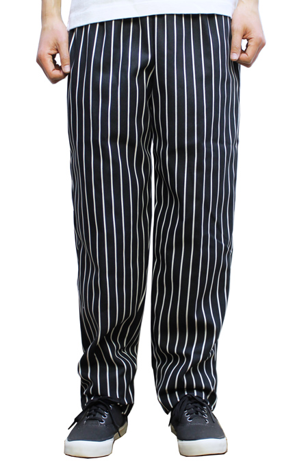 RED KAP #PS54 CHEF DESIGNS SPUN POLYESTER BAGGY CHEF PANTS バギー シェフ パンツ MENS メンズ  BLACK CHALK STRIPE ブラック チョークストライプ XS-L