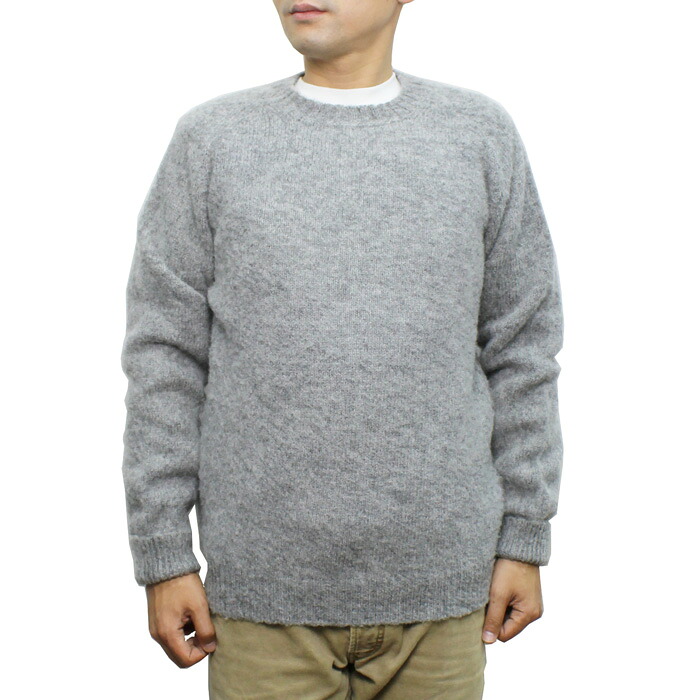 【送料無料】 NORMAN TULLOCH ブラッシュ クルーネックセーター BRUSHED CREW NECK SWEATER ジャミーソンズ リアルシェットランド ウール 100% WOOL MENS メンズ WINTER 冬物 スコットランド製 STEEL グレー 38-40|REDWOOD