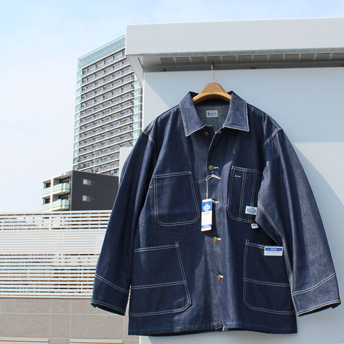 UNION HERCULES MAD by JOHNBULL ジョンブル　HE251L01・HE261L11 CHORE JACKET チョア ジャケット　10oz RIGID DENIM COVERALL リジッド デニム カバーオール JEANS ジーンズ　MENS メンズ LADIES レディース ユニセックス　36(S)-42(XL)　010 NO WASH　送料無料｜REDWOOD 23,100円