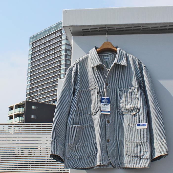 UNION HERCULES MAD by JOHNBULL ジョンブル　HE251L01・HE261L11 CHORE JACKET チョア ジャケット　10oz HICKORY DENIM COVERALL ヒッコリー デニム カバーオール JEANS ジーンズ　MENS メンズ LADIES レディース ユニセックス　36(S)-42(XL)　211 HICKORY　送料無料