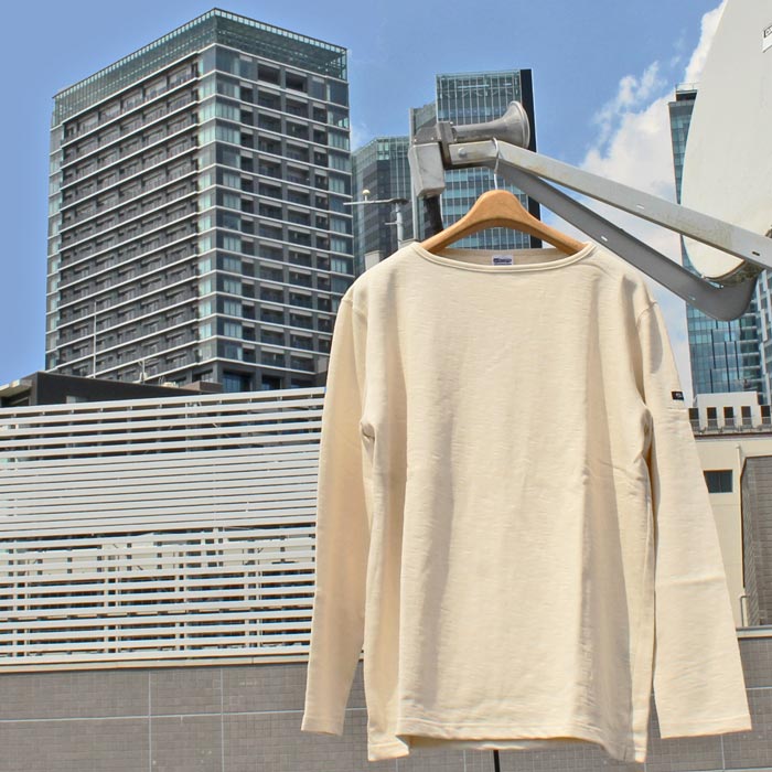 TIEASY AUTHENTIC CLASSIC ティージーオーセンティッククラシック te001 HDCS BOATNECK BASQUE SHIRT 小船素っ首 バスクプルオーバー 長袖 SLUB 平板出どころ 日本製 MENS メンズ LADIES レディース ユニ一発やる NATURAL 大きさ5(M)-大きさ6(L) 貨物輸送無料！