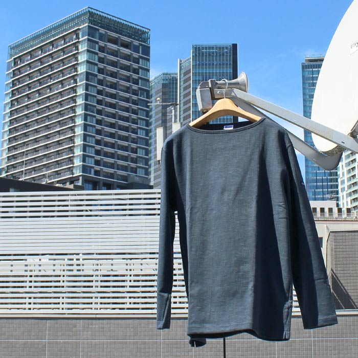 TIEASY AUTHENTIC CLASSIC ティージーオーセンティッククラシック te001 HDCS BOATNECK BASQUE SHIRT 小船素っ首 バスクプルオーバー 長袖 SLUB 平板出どころ 日本製 MENS メンズ LADIES レディース ユニ一発やる FADE NAVY 大きさ5(M)-大きさ6(L) 貨物輸送無料！