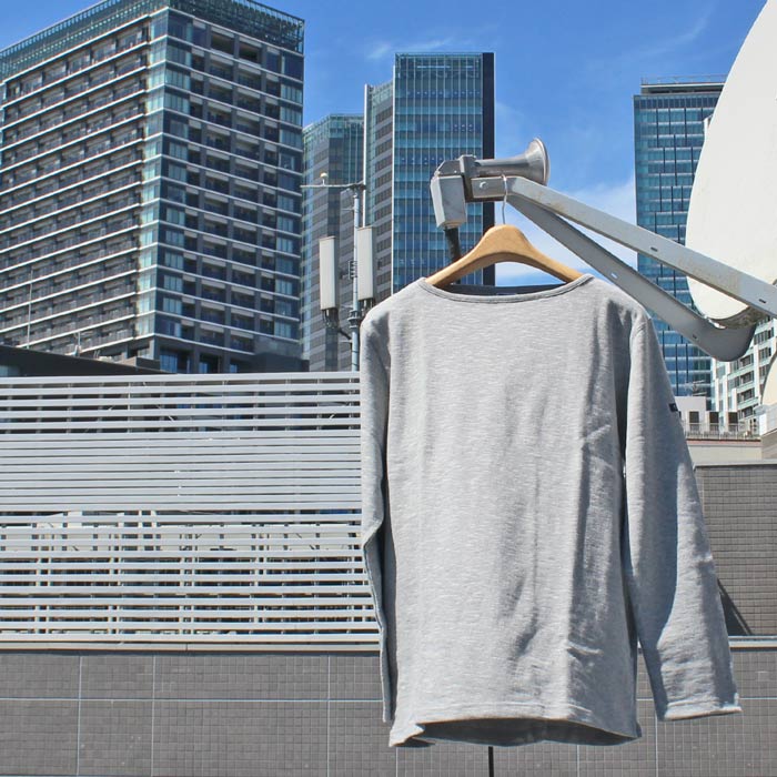 TIEASY AUTHENTIC CLASSIC ティージーオーセンティッククラシック te001 HDCS BOATNECK BASQUE SHIRT 小船素っ首 バスクプルオーバー 長袖 SLUB 平板出どころ 日本製 MENS メンズ LADIES レディース ユニ一発やる MIX GREY 大きさ5(M)-大きさ6(L) 貨物輸送無料！